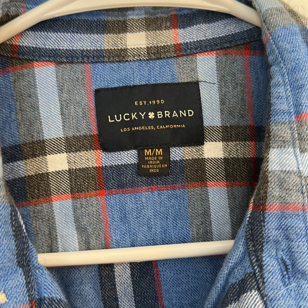 Lucky Brand Shirt Pearl Snap Mens LARGE Long Sleeve Button Up Plaid - Picture 2 of 3